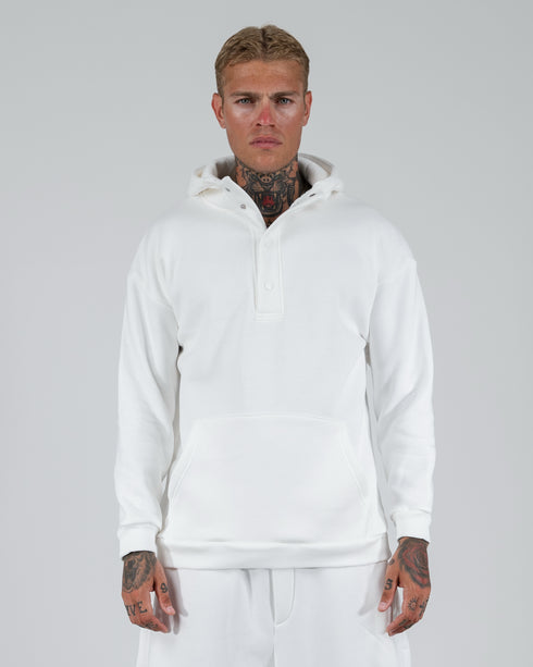 Hoodie With Snaps In White